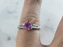 Load image into Gallery viewer, Womens Estate 10K White Gold Rhodolite &amp; Diamond Ring 2.4g E6107