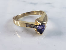 Load image into Gallery viewer, Womens Vintage Estate 14K Yellow Gold Tanzanite Diamond Ring 4.4g E6113