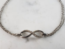 Load image into Gallery viewer, Womens Vintage Estate Sterling Silver Diamond Infinity Bracelet 3.1g E6130