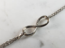 Load image into Gallery viewer, Womens Vintage Estate Sterling Silver Diamond Infinity Bracelet 3.1g E6130