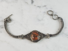 Load image into Gallery viewer, Womens Vintage Estate Sterling Silver Orange Jasper Bracelet 19.9g E6183