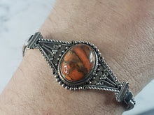 Load image into Gallery viewer, Womens Vintage Estate Sterling Silver Orange Jasper Bracelet 19.9g E6183