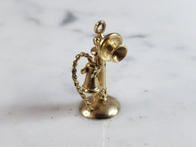 Load image into Gallery viewer, Womens Vintage Estate 14k Gold Candlestick Phone Pendant Charm Bracelet 2.8g E6193