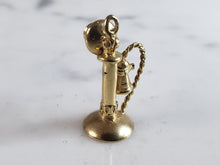 Load image into Gallery viewer, Womens Vintage Estate 14k Gold Candlestick Phone Pendant Charm Bracelet 2.8g E6193