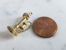Load image into Gallery viewer, Womens Vintage Estate 14k Gold Candlestick Phone Pendant Charm Bracelet 2.8g E6193