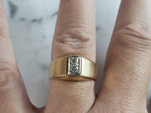 Mens Vintage Estate 14K Yellow Gold Diamond Ring 9.8g E6195
