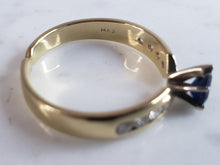 Load image into Gallery viewer, Womens Vintage Estate 14k Yellow Gold Sapphire &amp; Diamond Ring 3.6g #E6198