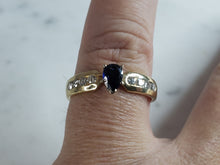 Load image into Gallery viewer, Womens Vintage Estate 14k Yellow Gold Sapphire &amp; Diamond Ring 3.6g #E6198