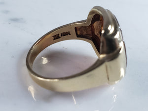 Mens Vintage Estate 10K Gold Free Mason Ring 7.4g E6215