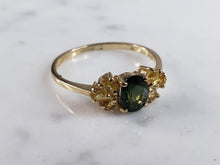 Load image into Gallery viewer, Womens Vintage Estate 14K Gold Diopside Citrine Ring 2.5g E6218