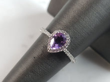 Load image into Gallery viewer, Womens Vintage Estate 14K White Gold Amethyst Diamond Ring, 3.5g E6222