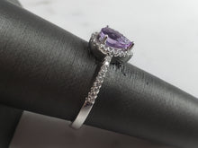 Load image into Gallery viewer, Womens Vintage Estate 14K White Gold Amethyst Diamond Ring, 3.5g E6222