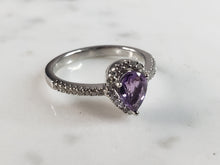 Load image into Gallery viewer, Womens Vintage Estate 14K White Gold Amethyst Diamond Ring, 3.5g E6222