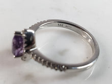 Load image into Gallery viewer, Womens Vintage Estate 14K White Gold Amethyst Diamond Ring, 3.5g E6222
