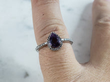 Load image into Gallery viewer, Womens Vintage Estate 14K White Gold Amethyst Diamond Ring, 3.5g E6222