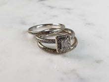 Load image into Gallery viewer, Womens Vintage Estate 14K White Gold Diamond Engagement Ring Set, 7.1g E6225