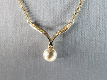 Load image into Gallery viewer, Womens Vintage Estate 14K Gold Necklace W/ Pearl &amp; Diamond Chip 3.4g #E6231