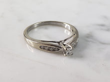 Load image into Gallery viewer, Womens Vintage Estate 10K White Gold Ring Diamond Ring, 2.2g, E6259