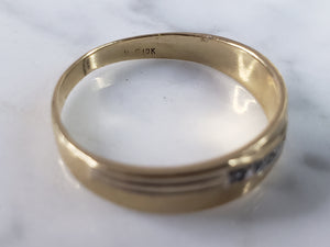 Mens Vintage Estate 10k Yellow Gold Diamond Ring 2.9g #E6264