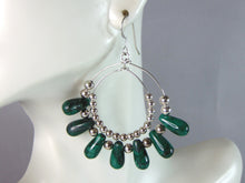 Load image into Gallery viewer, Womens Vintage Estate Sterling Silver Malachite Dangle Earrings 17.2g E6304