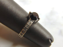 Load image into Gallery viewer, Womens Vintage Estate 18K White Gold Black Moissanite Diamond Ring, 4.6g E722