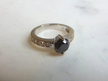 Load image into Gallery viewer, Womens Vintage Estate 18K White Gold Black Moissanite Diamond Ring, 4.6g E722
