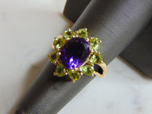 Load image into Gallery viewer, Womens Vintage Estate 14k Gold Amethyst Andradite Ring 5.6g E723