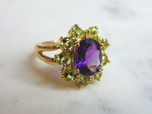 Load image into Gallery viewer, Womens Vintage Estate 14k Gold Amethyst Andradite Ring 5.6g E723