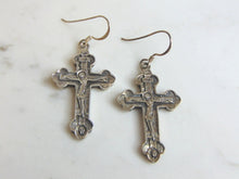 Load image into Gallery viewer, Womens Vintage Estate .925 Sterling Silver Cross Earrings 11.6g #E724