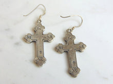 Load image into Gallery viewer, Womens Vintage Estate .925 Sterling Silver Cross Earrings 11.6g #E724