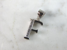 Load image into Gallery viewer, Womens Vintage Estate Sterling Silver CZ Letter "F" Pendant 1.3g E728