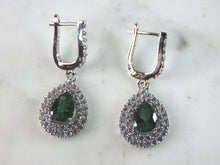 Load image into Gallery viewer, Womens Vintage Estate Sterling Silver Dangle CZ Earrings 5.6g E748