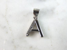 Load image into Gallery viewer, Womens Vintage Estate Sterling Silver CZ Letter "A" Pendant 1.6g E749