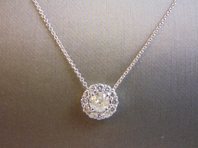 Womens 14K White Gold & Diamond Necklace Pendant 3.6g E750