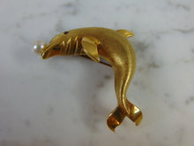 Load image into Gallery viewer, Womens Vintage Estate 18k Gold Dolphin Brooch 20.1g #E761
