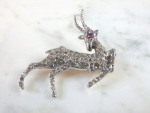 Load image into Gallery viewer, Women Vintage Estate 14k White Gold Diamond Stag Brooch 9.1g E762