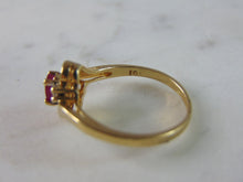 Load image into Gallery viewer, Womens Vintage Estate 10K Yellow Gold Diamond &amp; Ruby Ring 2.2g E776
