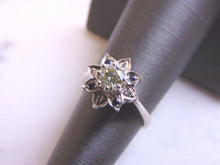Load image into Gallery viewer, Womens Estate 14K White Gold Band Ring w/ Blue Sapphires &amp; Diamonds 4.1g E779