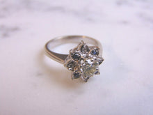 Load image into Gallery viewer, Womens Estate 14K White Gold Band Ring w/ Blue Sapphires &amp; Diamonds 4.1g E779