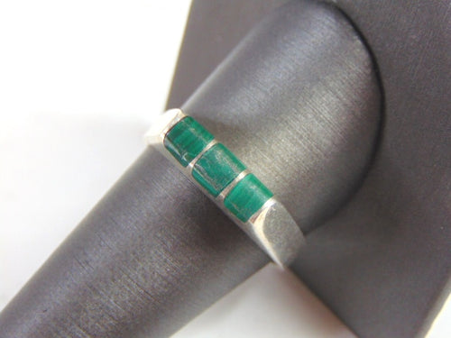 Vintage Estate Sterling Silver Malachite Ring 7.0g E782