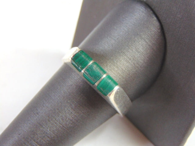 Vintage Estate Sterling Silver Malachite Ring 7.0g E782
