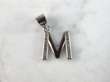 Load image into Gallery viewer, Womens Vintage Estate Sterling Silver CZ Letter "M" Pendant 1.5g E795