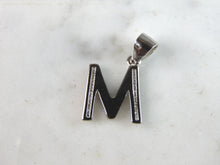 Load image into Gallery viewer, Womens Vintage Estate Sterling Silver CZ Letter "M" Pendant 1.5g E795