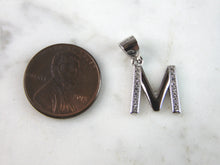Load image into Gallery viewer, Womens Vintage Estate Sterling Silver CZ Letter "M" Pendant 1.5g E795