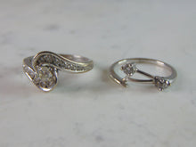Load image into Gallery viewer, Womens Vintage Estate 14K White Gold Diamond Engagement Ring Set, 7.7g E807