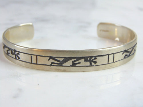 Vintage Estate Sterling Silver Southwestern Cuff Bracelet 22.2g E813