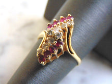 Load image into Gallery viewer, Womens Vintage Estate 10K Yellow Gold Diamond &amp; Garnet Ring, 3.5g E816