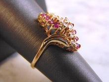 Load image into Gallery viewer, Womens Vintage Estate 10K Yellow Gold Diamond &amp; Garnet Ring, 3.5g E816