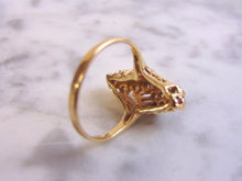 Load image into Gallery viewer, Womens Vintage Estate 10K Yellow Gold Diamond &amp; Garnet Ring, 3.5g E816