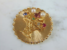 Load image into Gallery viewer, Womens Vintage Estate 14K Yellow Gold Birthstone Basket Brooch 13.1g #E852